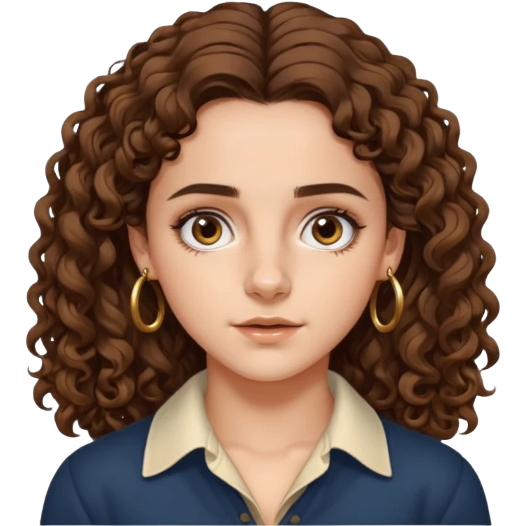 full body, very beautiful italian girl, dark brown eyes, looking like Emma Watson, with curly and big volume very bright brown hair, and a golden piercing ring in nose on left side, pullups

 emoji