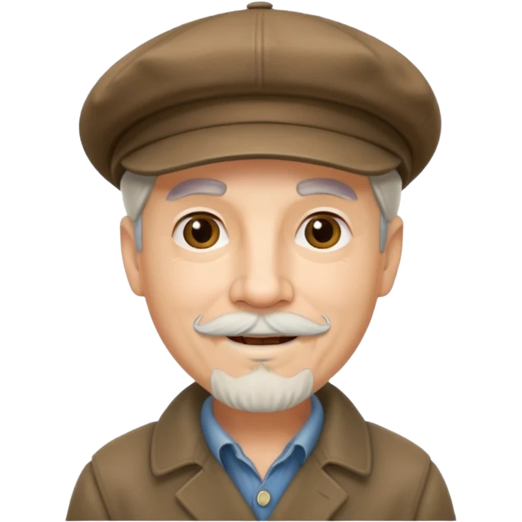 emoji of a gentleman in his 70s, with a goatee, wearing a newsboy cap, cheerful look emoji