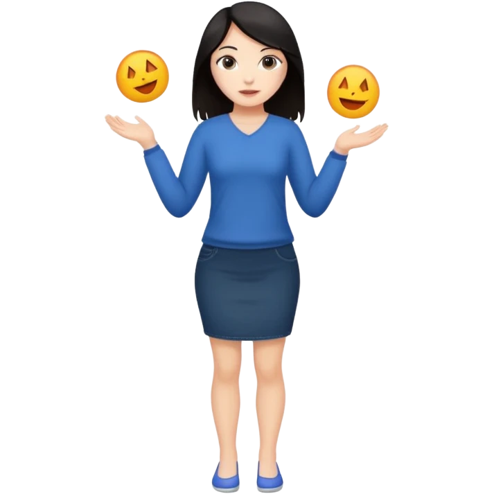 white woman dark hair full body eight views. Make it transparent background. emoji