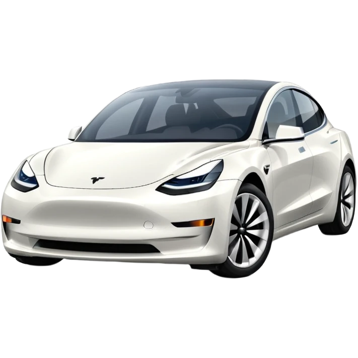 Tesla model 3 white. Icon. In a hurry. No wings  emoji