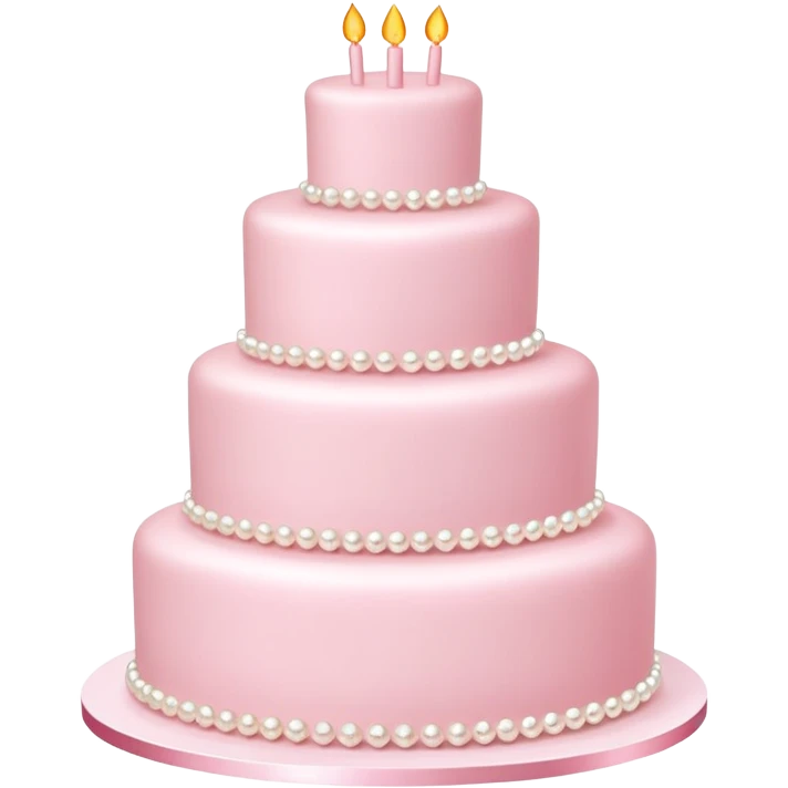 three-tier light pink cake decorated with pearls emoji