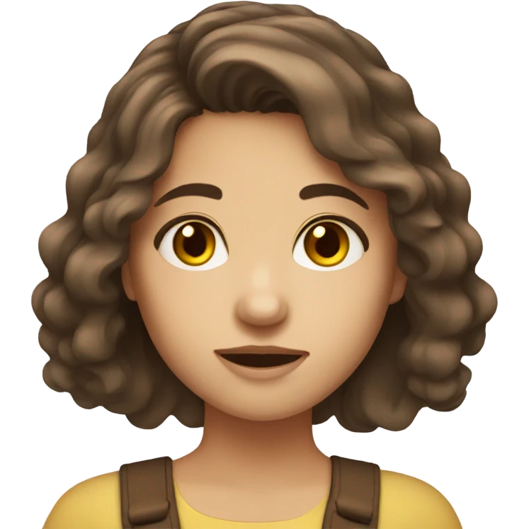 girl, brown hair, dark brown eyes,  emoji