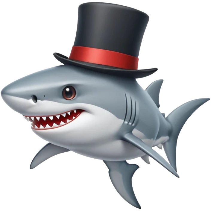 Shark with a top hat emoji