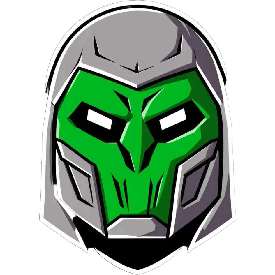 Doctor Doom with glowing green eyes and metal mask emoji