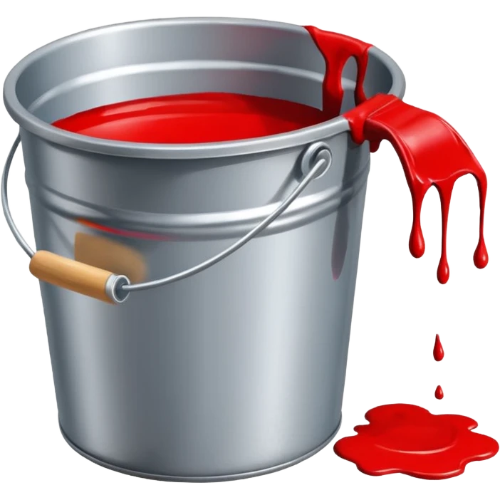 paint bucket, only bucket, spilled paint, red color,with out brush emoji