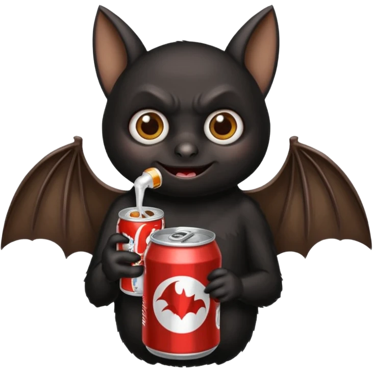 black bat drinkig soda emoji