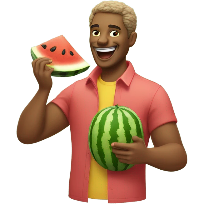 Man eating watermelon and fried chicken emoji