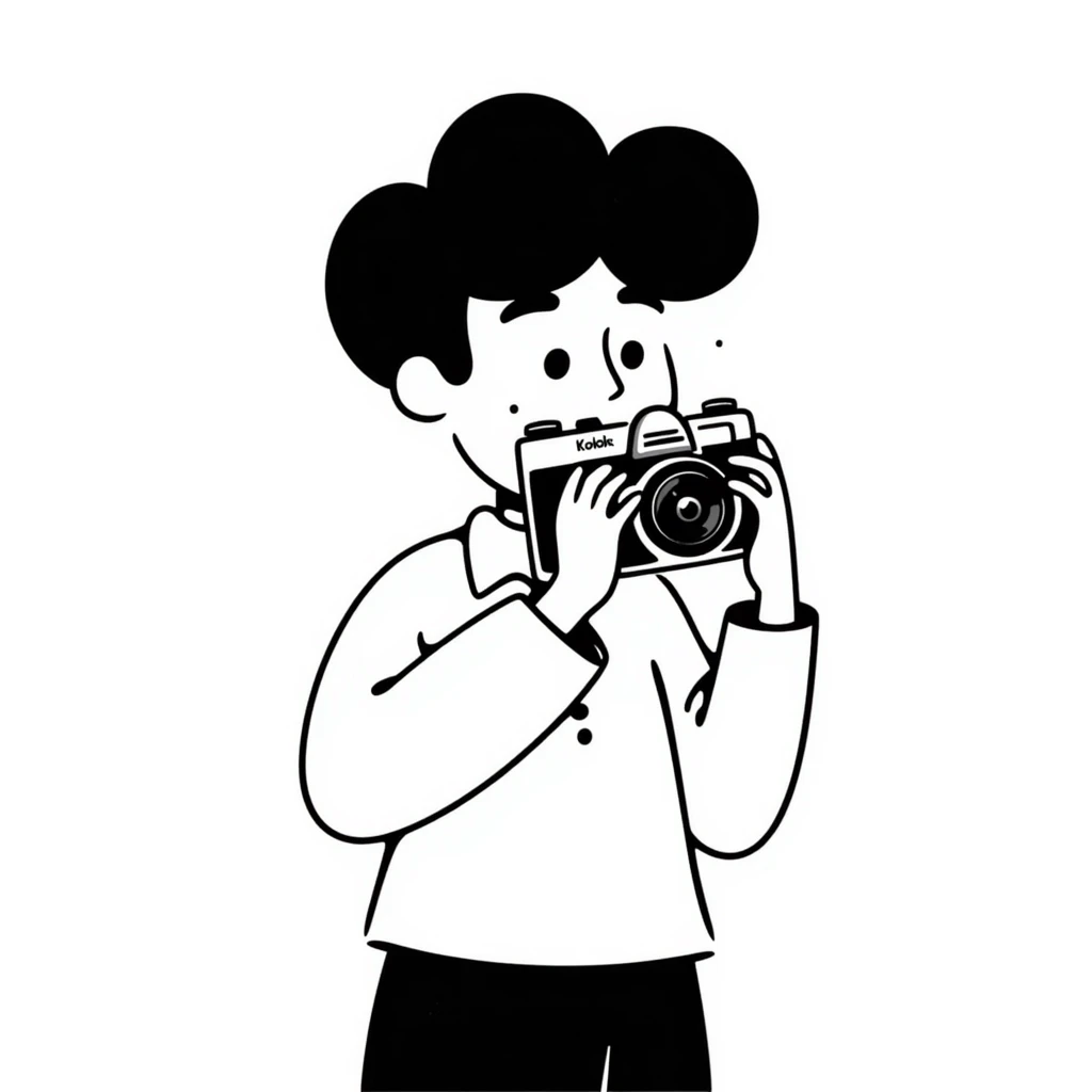 Photographer with vintage Kodak camera emoji