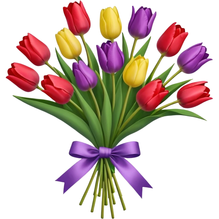 a bouquet of tulips tied with a ribbon emoji