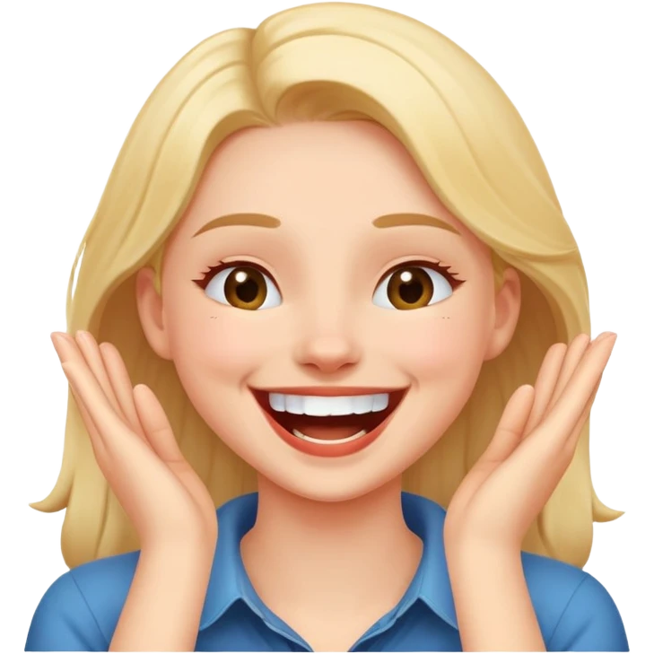 girl with her hands around her neck laughing  emoji