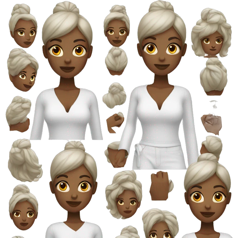 Black woman in a all white outfit same as this one but now she’s wearing black emoji