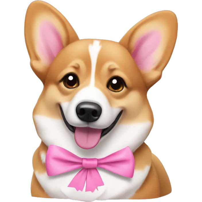 american corgi with pink bow collar emoji