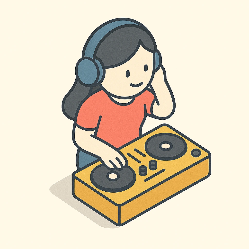 girl playing DJ set emoji