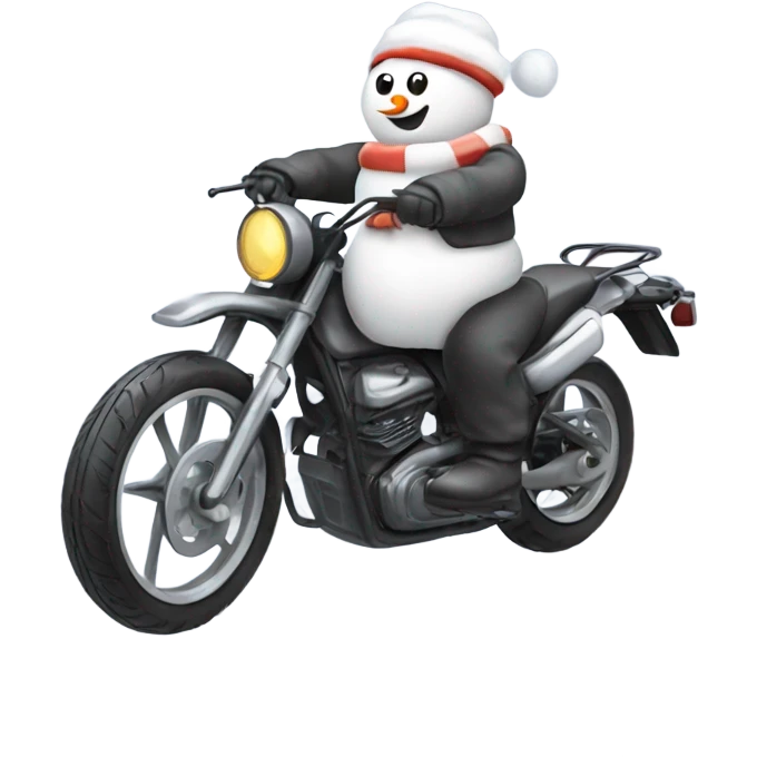 Snowman riding a motorbike ￼ emoji