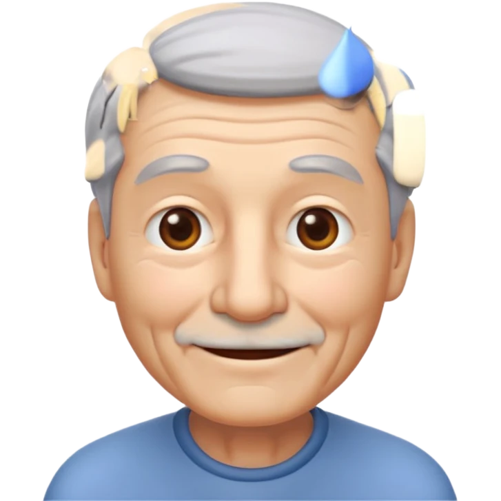A 3D emoji in iOS emoji aesthetic style of an old man with gray hair, gentle wrinkles, kind smile, and soft eyes. Minimal white background, glossy Apple-style design, warm and friendly expression. emoji