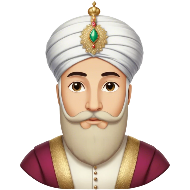 ​Cinematic Realistic Portrait of Suleiman the Magnificent, depicted as a regal Ottoman sultan adorned with a large, white, round, tall turban and a majesti beard, his commanding gaze bathed in warm, historic lighting that exudes timeless authority and grandeur, emoji