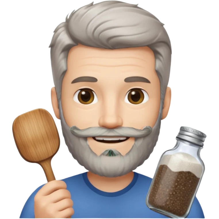 white man salt and pepper hair beard holding a white matease emoji