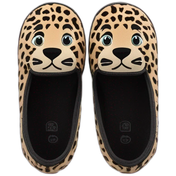 chausson de maison ballerine isotoner léopard avec semelle en cuir souple emoji