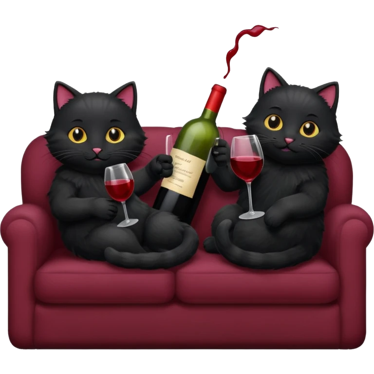 black cats On A Couch With Wine emoji