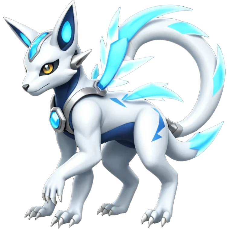 Futuristic highly advanced technological cyborg-Genet-Absol-Zeraora-Primagen-fusion-creature  emoji