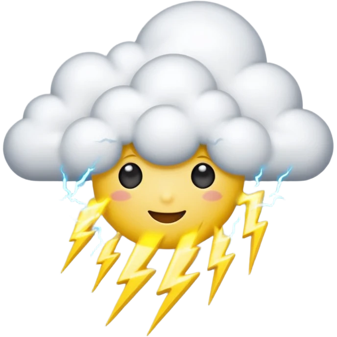 cute Thunderstorm Cloud, eyes, yellow lightning bolt gray emoji