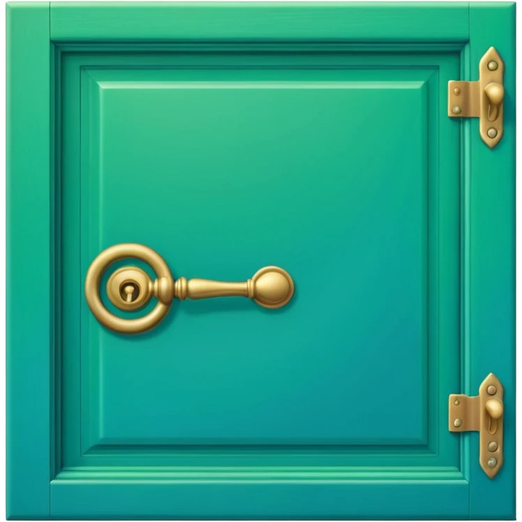 A simple green door emoji in the style of Apple emoji with a handle and a knocker and a different color. emoji
