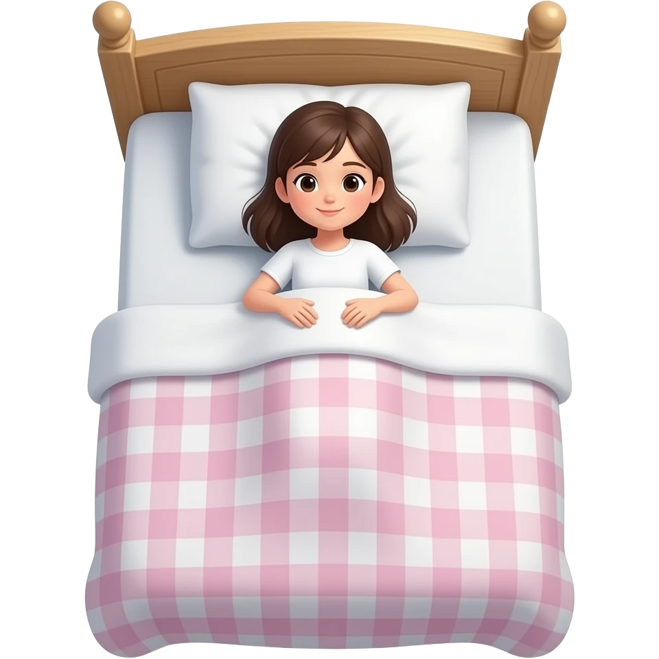 beau lit complet avec fille couchée dedans emoji