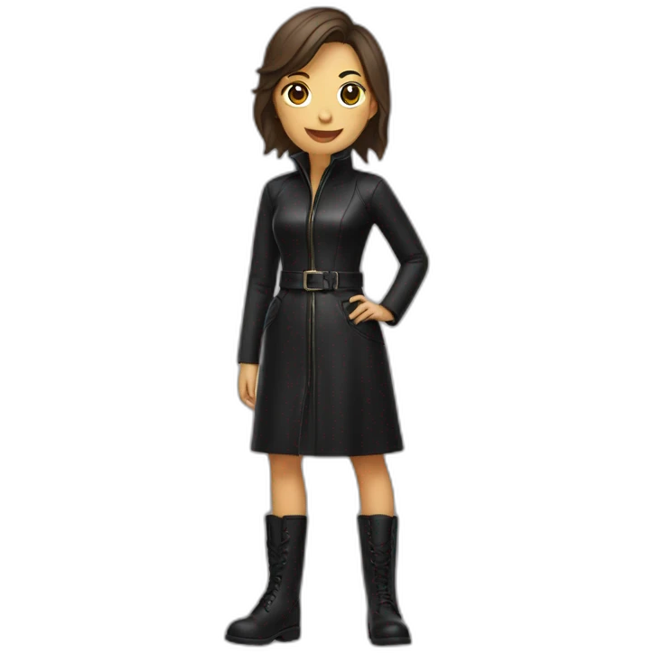 Woman in leather boots and black dress emoji