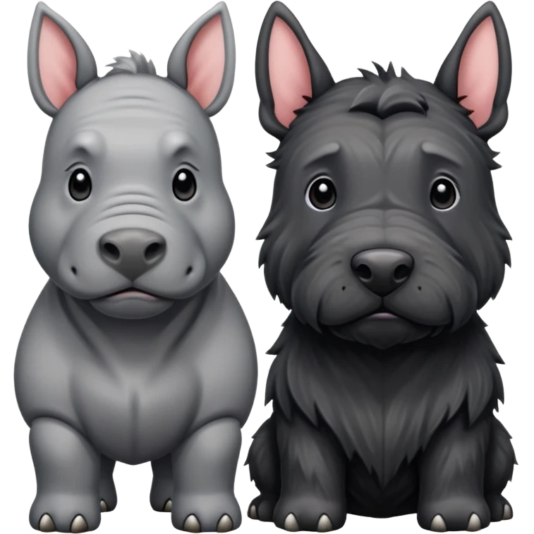 Rhino standing next to a Scottish terrier  emoji