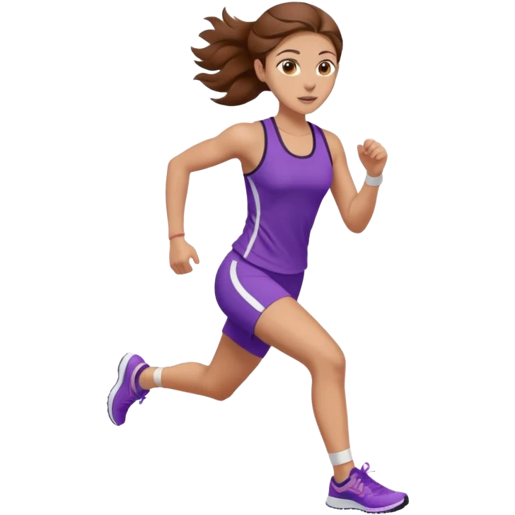 running woman. brown hair, light skin, hazel eyes. emoji