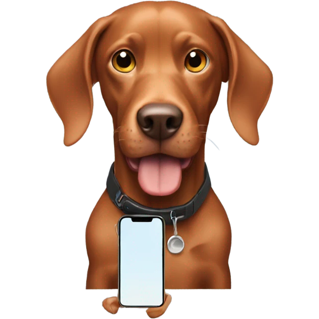 viszla with a phone in its hand emoji