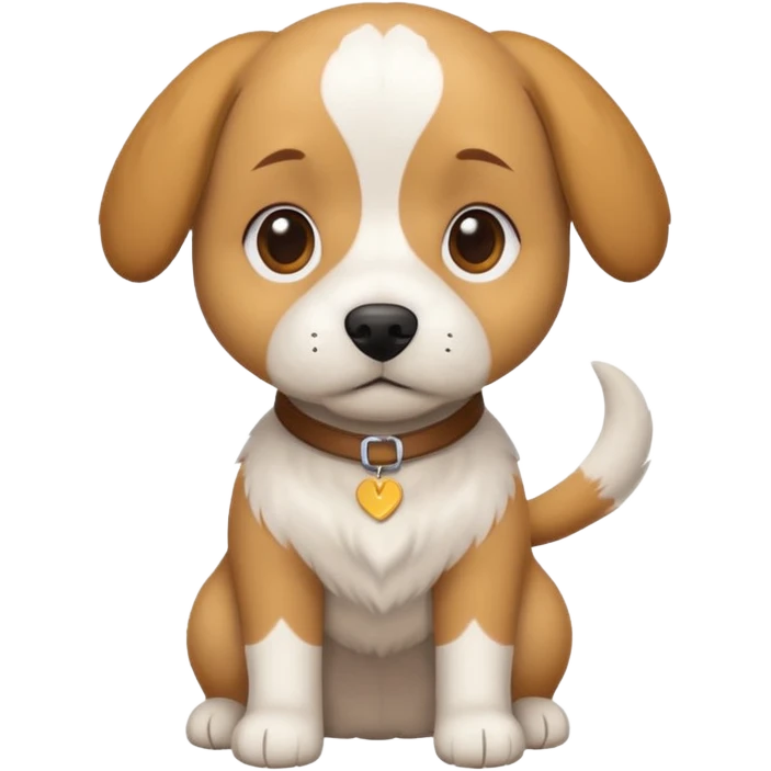a full body white beagle x maltese x chi dog the size of a kelpie with light brown ears and a light brown patch on one eye emoji