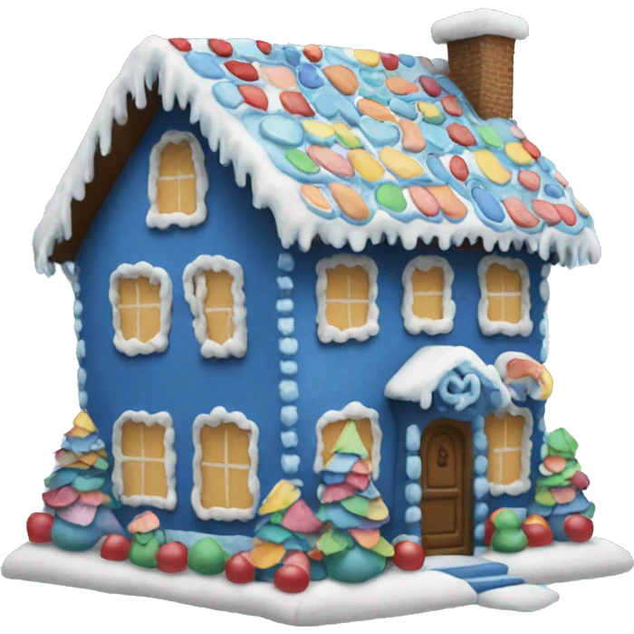 Blue gingerbread house emoji