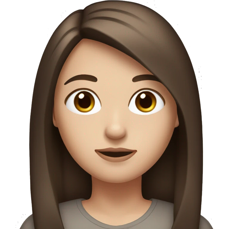 a white girl with dark brown milking brown straight hair that’s short and ends the length on her shoulders with brown eyes and long eyelashes emoji