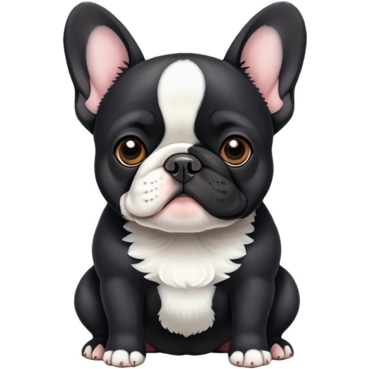 Black french bulldog with white belly  emoji