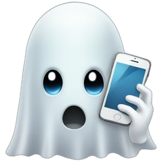 ghost with phone emoji