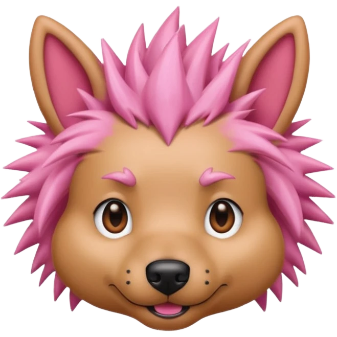 pink very spiky haired dog with earrings emoji