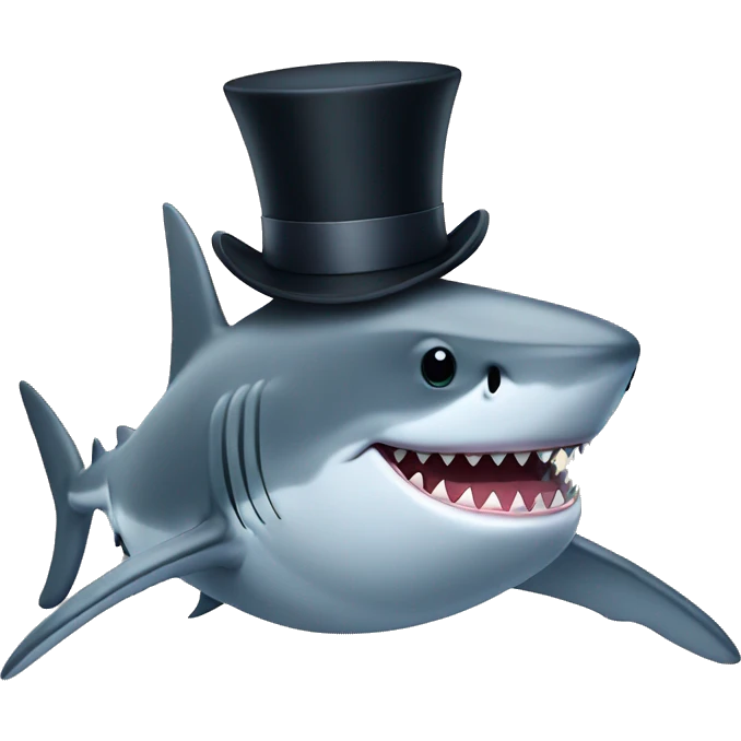 Shark with a top hat emoji