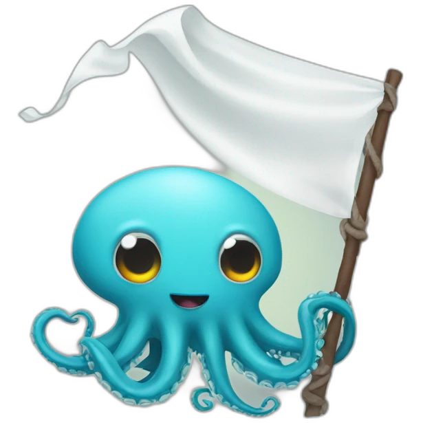 cute kraken hanging a white flag emoji
