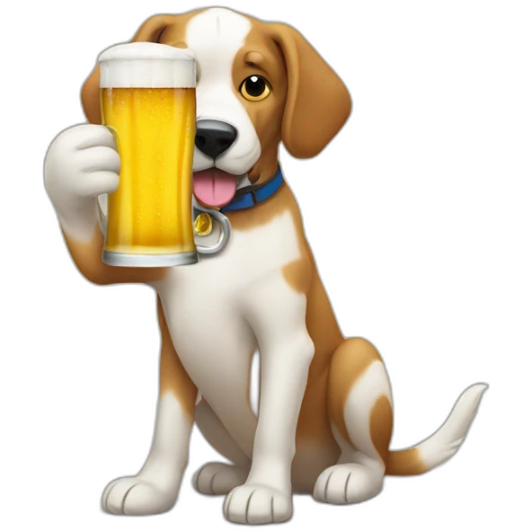 Dog drinking a beer emoji