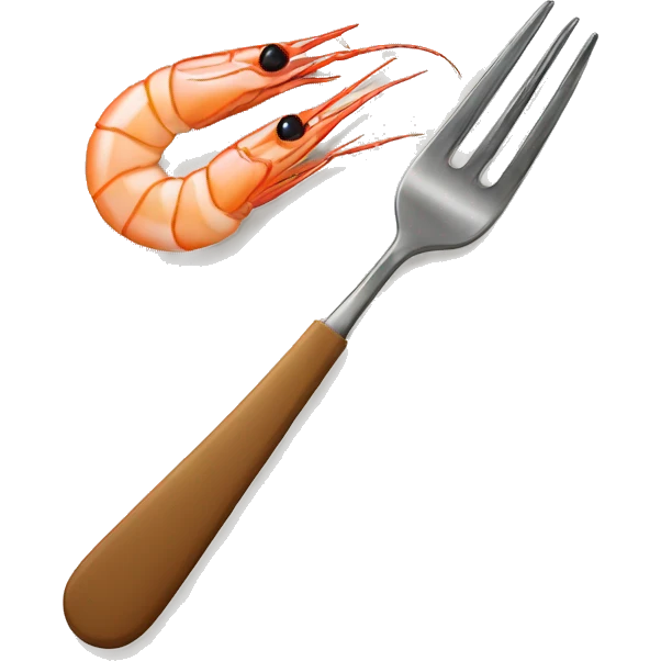 A fork with a shrimp emoji