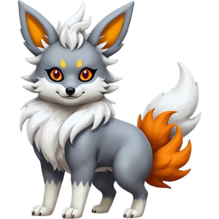 White Dull Demonic Mightyena-Flareon-animal emoji