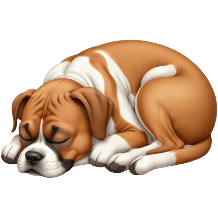 Cinematic Meme-Worthy cute Sleeping Boxer dog Portrait Emoji, Head resting peacefully with a contented smile, showcasing a delightfully cute build and a luxuriously soft fawn fur, eyes shut in a serene nap, Simplified yet hilariously adorable features, highly detailed, glowing with a soft, drowsy light, high shine, relaxed and utterly lovable, stylized with an air of playful laziness, bright and heartwarming, soft glowing outline, capturing the essence of a comically sleepy Boxer, so meme-worthy it feels like it could instantly become the next viral sensation of adorable slumber! emoji