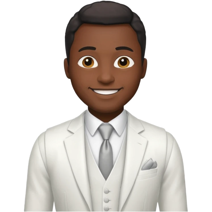 businessman, black skin, white suit vest emoji