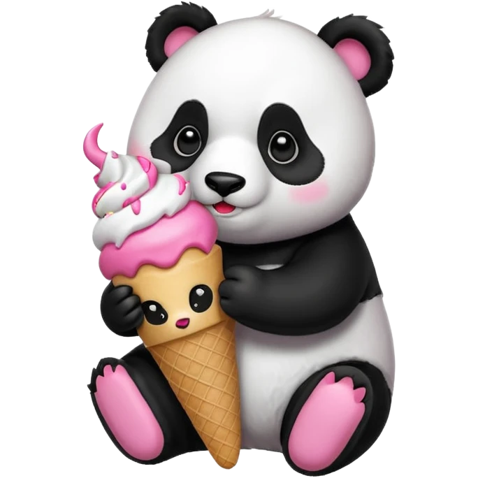 Panda eating ice cream emoji