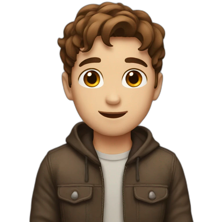 Brown hair boy in love emoji