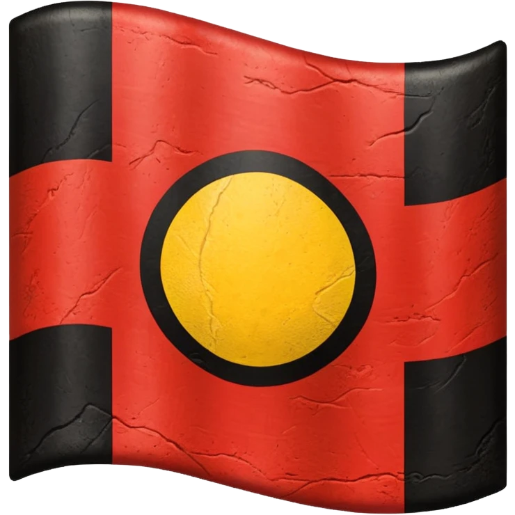 Aboriginal flag with yellow dot in the middle, black on the top and red on the bottom emoji