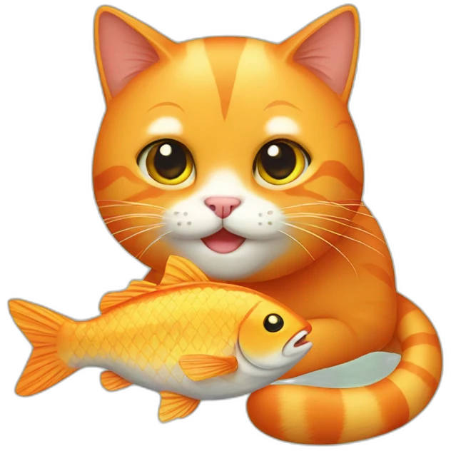 Orange Cat with fish emoji