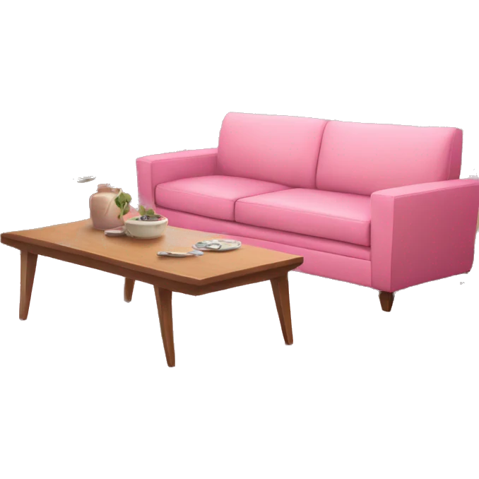 Pink pretty Living room, pink sofa, pink televison , pink dinner table emoji