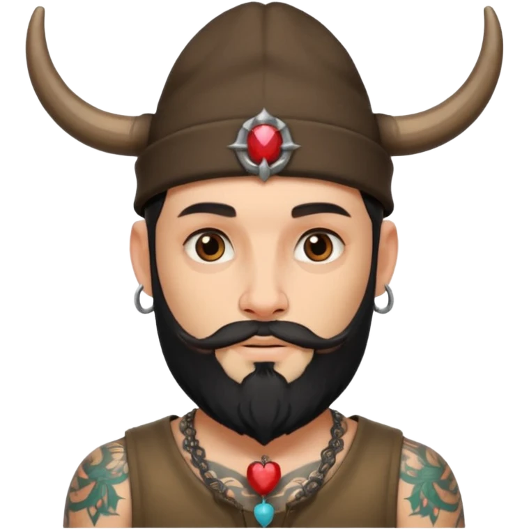 guy with tattoos, hat and horns emoji